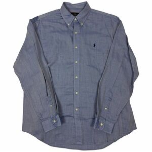 Ralph Lauren Shirt Blue Solid Stretch Long Sleeve Button Down Cotton Men’s XL